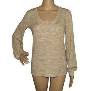 Express Waffle Shirt Womens Size XS Brown Variegated knit thermal top